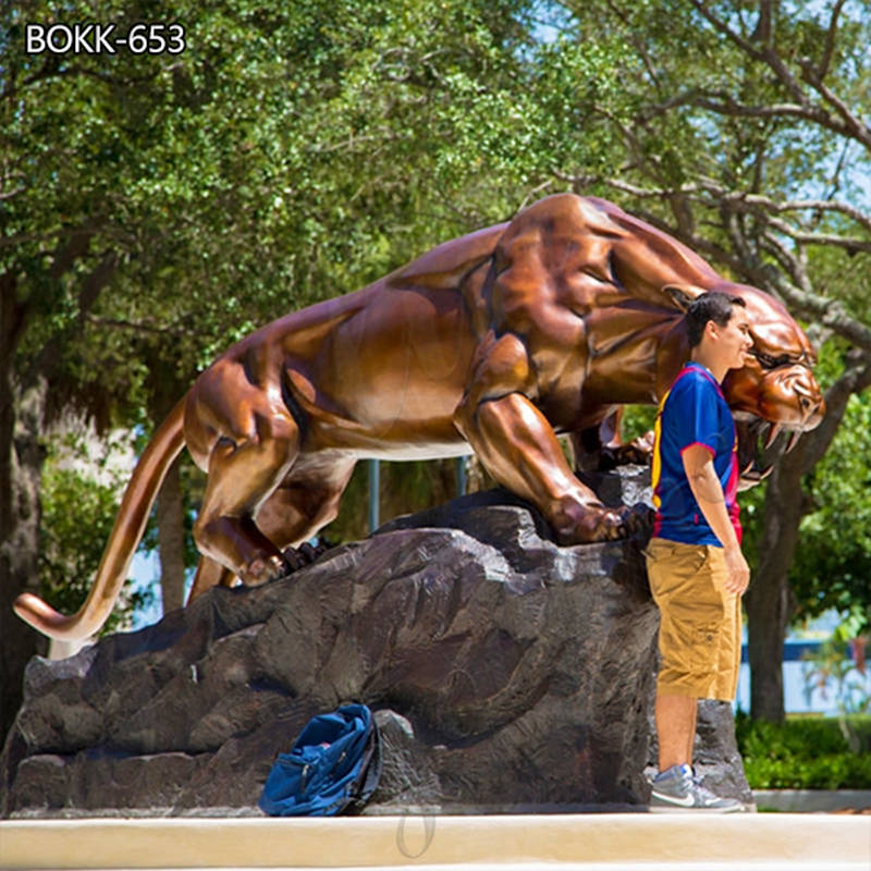 Outdoor Garden Decoration Copper Animal Sculpture Bronze Leopard Sculpture