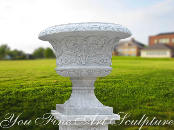 Hot Selling Decoration Use Cheap Handmade Garden Marble Flowerpot