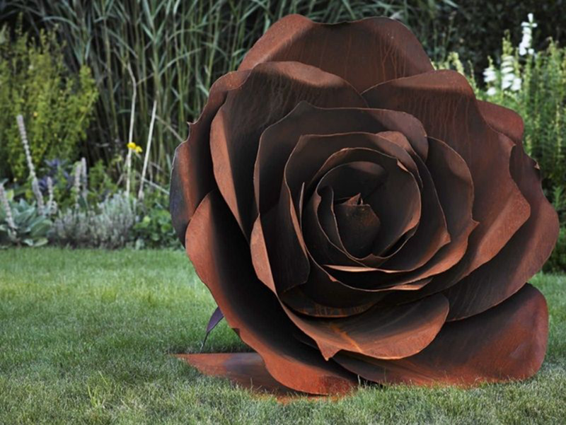 sculpture-rose-acier-corten-steel-Factory Supplier