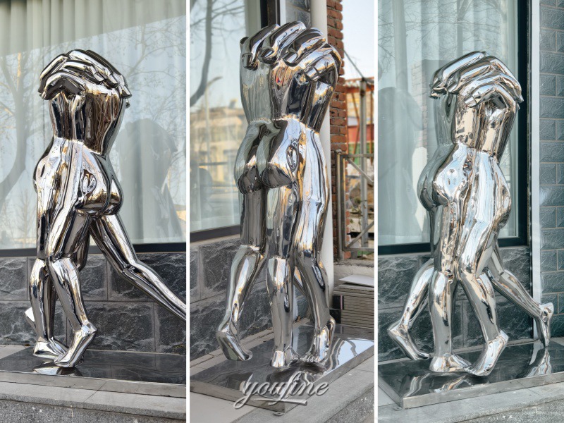 stainless steel abstract hand sculpture