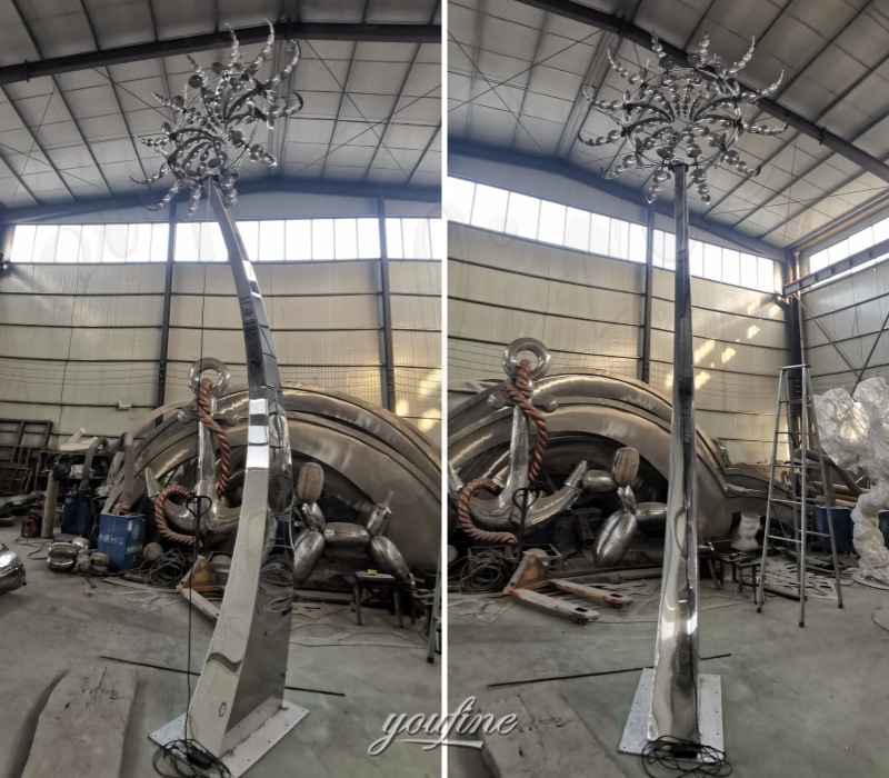 stainless steel kinetic sculpture in factory