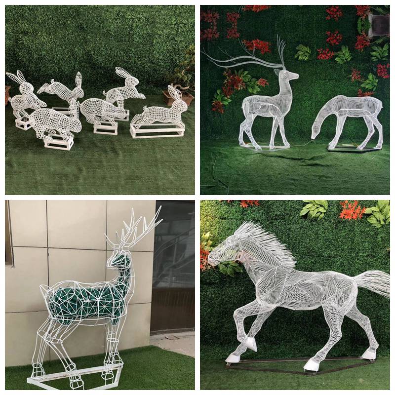 Outdoor Garden Decoration Stainless Steel Mesh Animal Deer Sculpture for Sale CSS-151