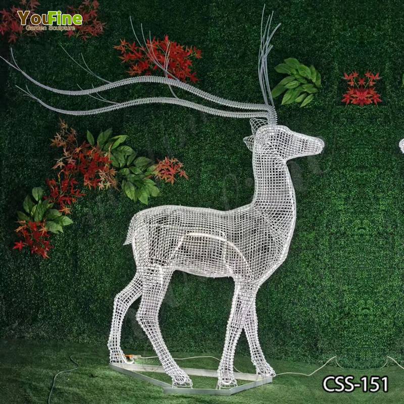 Outdoor Garden Decoration Stainless Steel Mesh Animal Deer Sculpture for Sale CSS-151