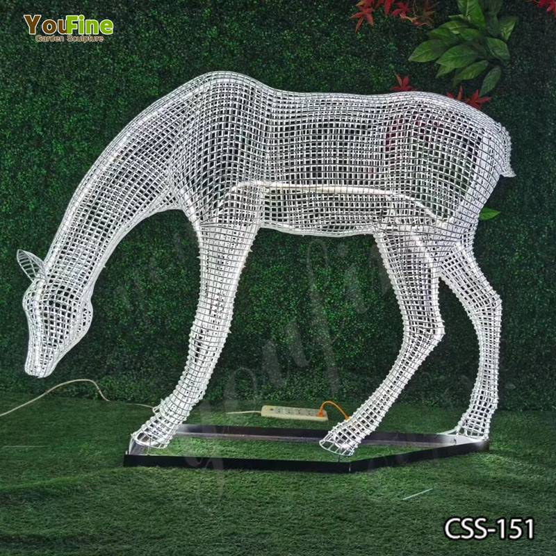 Outdoor Garden Decoration Stainless Steel Mesh Animal Deer Sculpture for Sale CSS-151