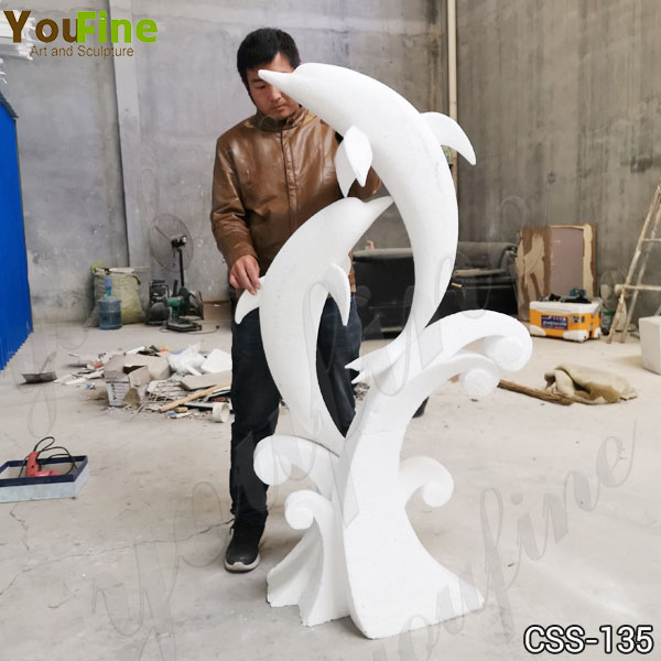 High Quality Mirror Stainless Steel Dolphin Sculpture for Sale CSS-135