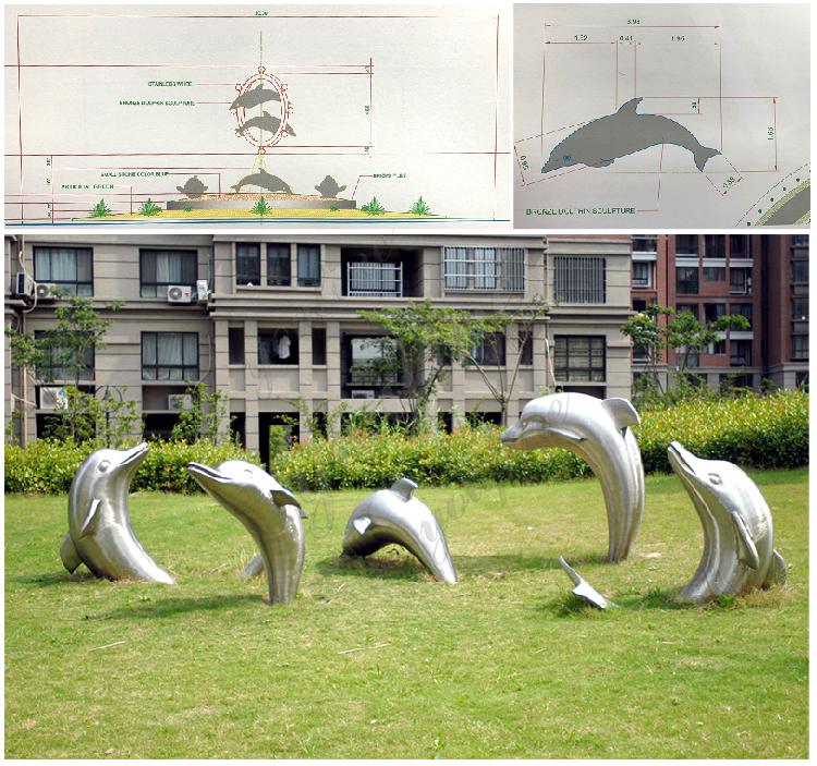 High Quality Mirror Stainless Steel Dolphin Sculpture for Sale CSS-135