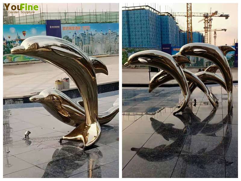 High Quality Stainless Steel Dolphin Sculpture for Sale CSS-136