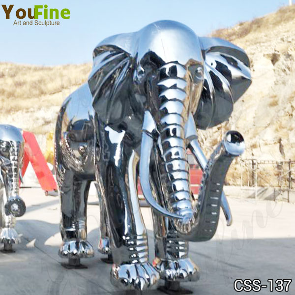 High Quality Stainless Steel Metal Elephant Family Sculpture for Sale CSS-137