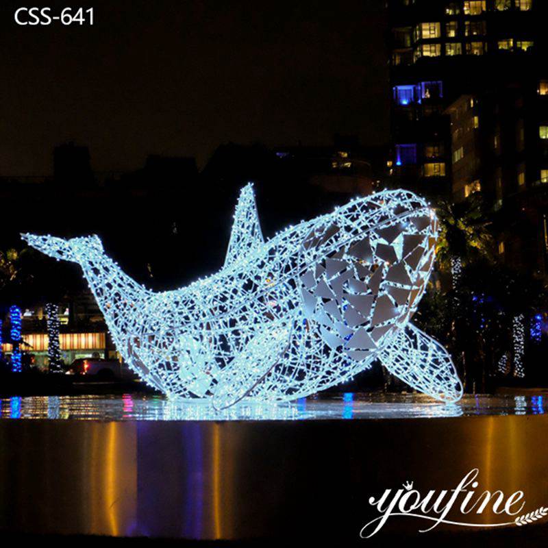 Large Stainless Steel Whale Statue for Square Factory