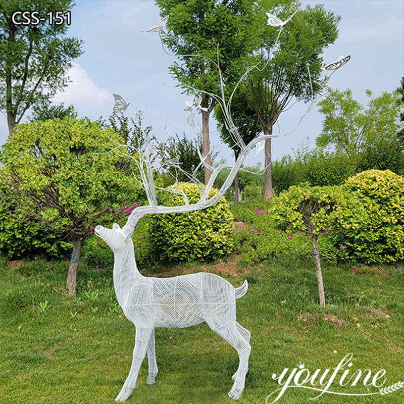 stainless steel wire deer sculpture-YouFine Sculpture