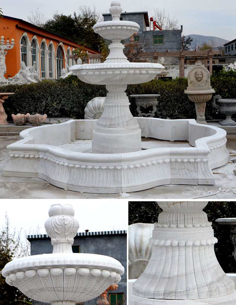 Large White Marble Multi-layer Fountain