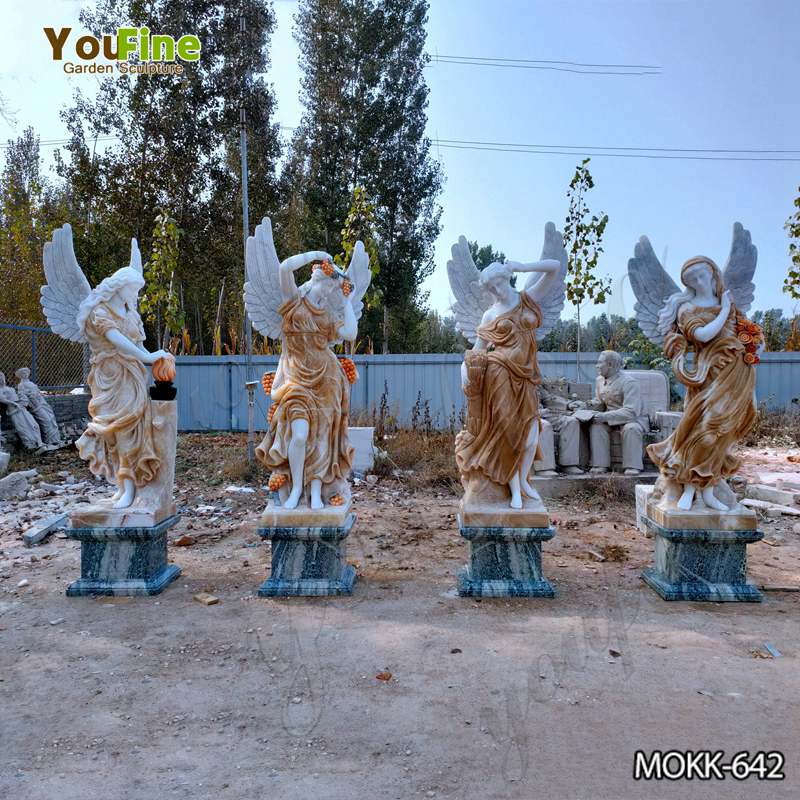 Outdoor Decorative Marble Color Matching Four Season God Angel Sculpture