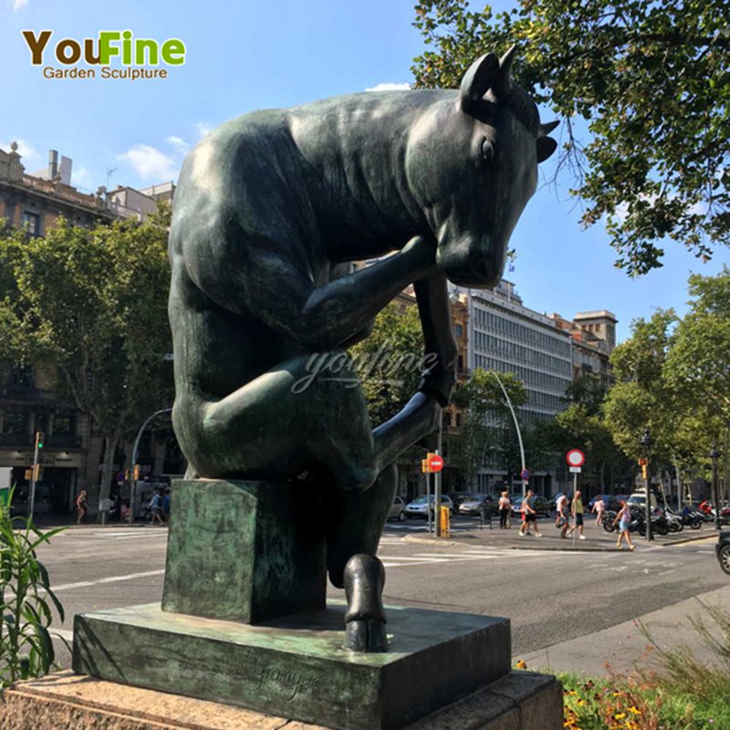 Thinking Bull Bronze Sculpture