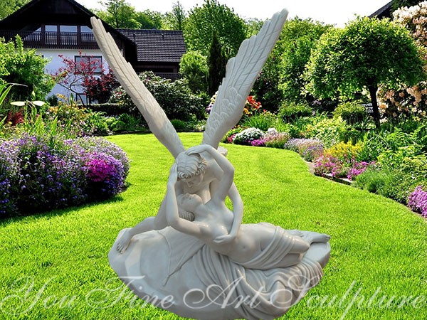Classical Cupid and Psyche famous garden marble sculpture