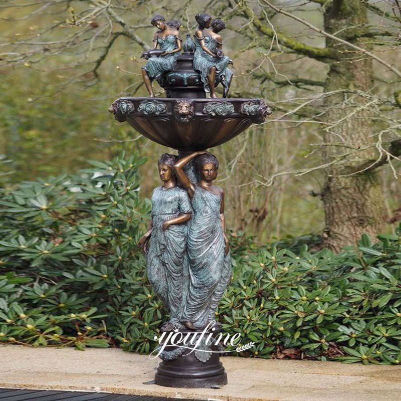 water fountain lady and lion head bronze sculpture-Factory Supplier