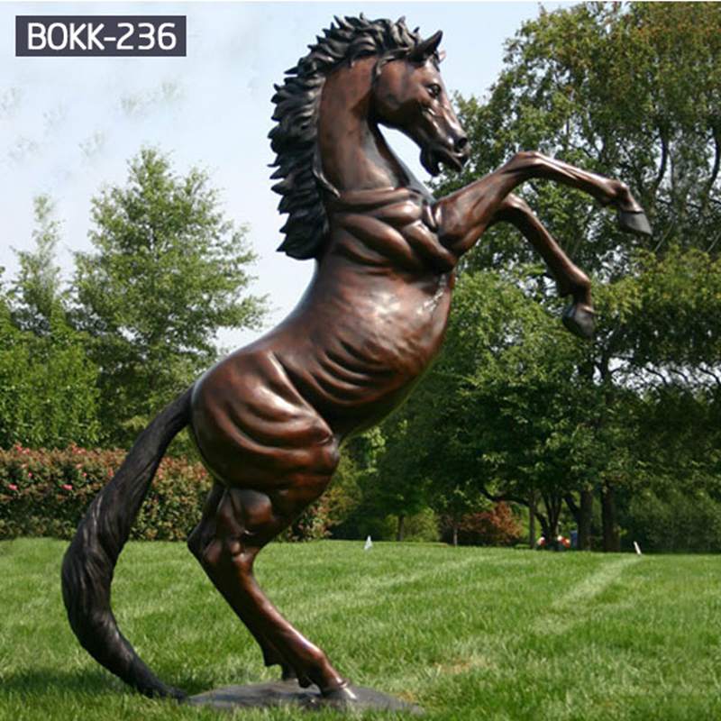 Outdoor hot cast antique rearing horse statue metal garden bronze lawn ornaments horse sculptures for sale-