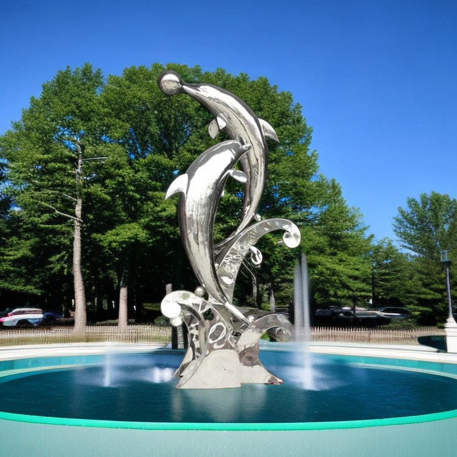 Stainless Steel Dolphin Sculpture (2)
