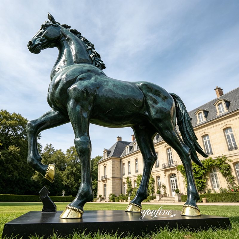antique horse one leg up statue