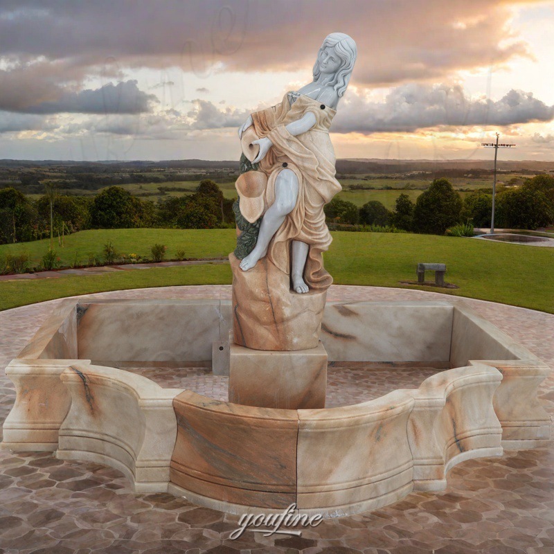 lady pouring water fountain