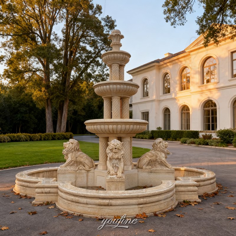large marble lion fountain