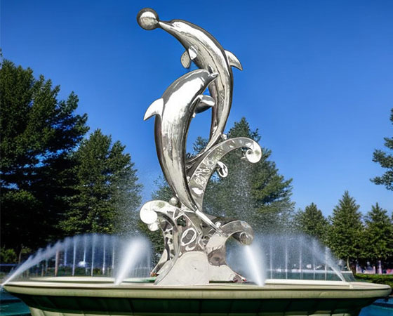 stainless steel dolphin sculpture (3)