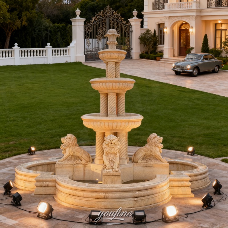 yellow marble lion fountain