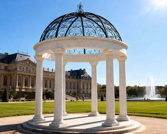 carved outdoor wedding pergola