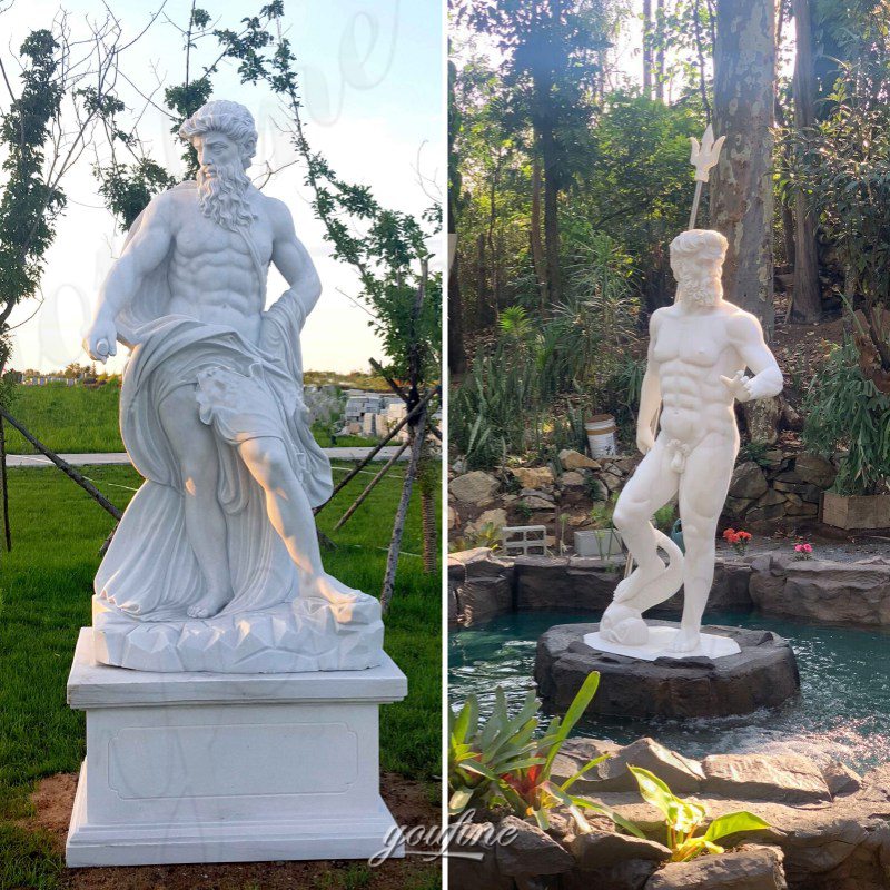 Feedback of Poseidon marble statue
