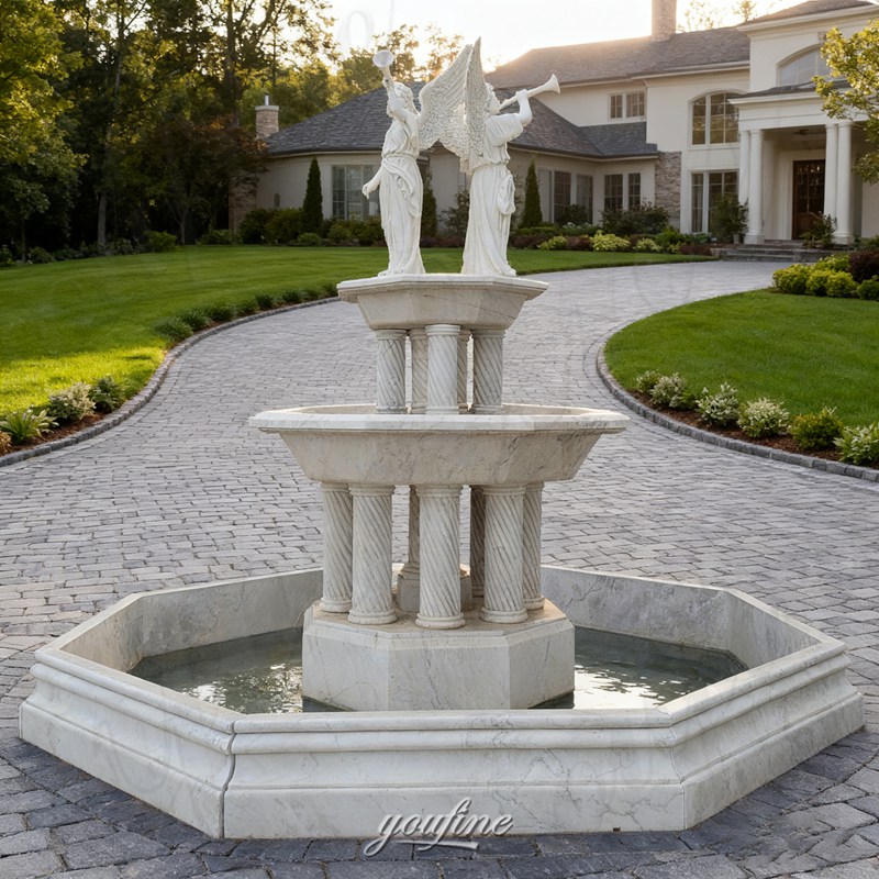 Marble Angel with trumpt Fountain