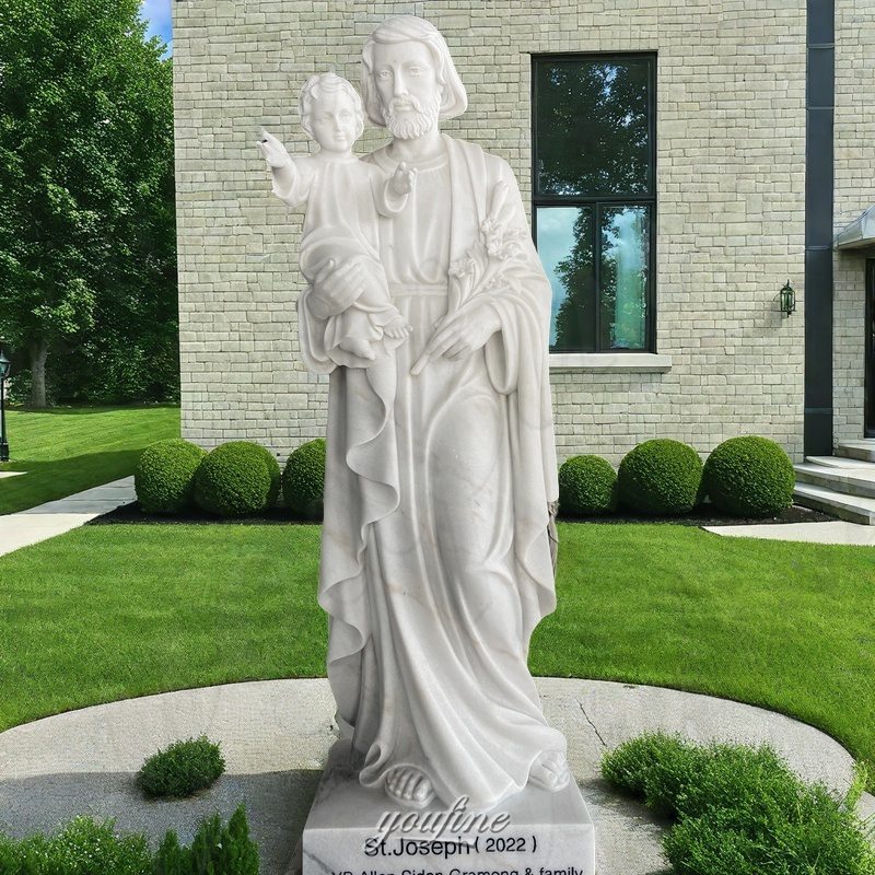 marble st Joseph and Jesus sculpture
