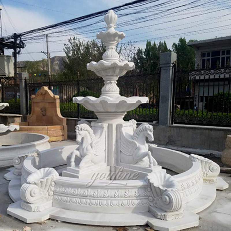 small two white tiered marble fountain for sale for front yard