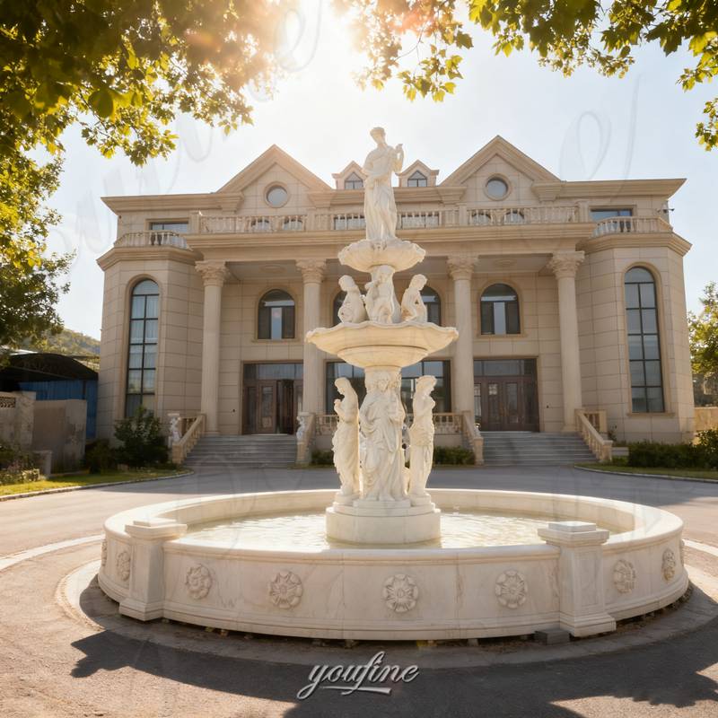 white marble water fountain for castle