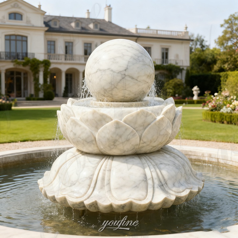 white rolling ball fountain