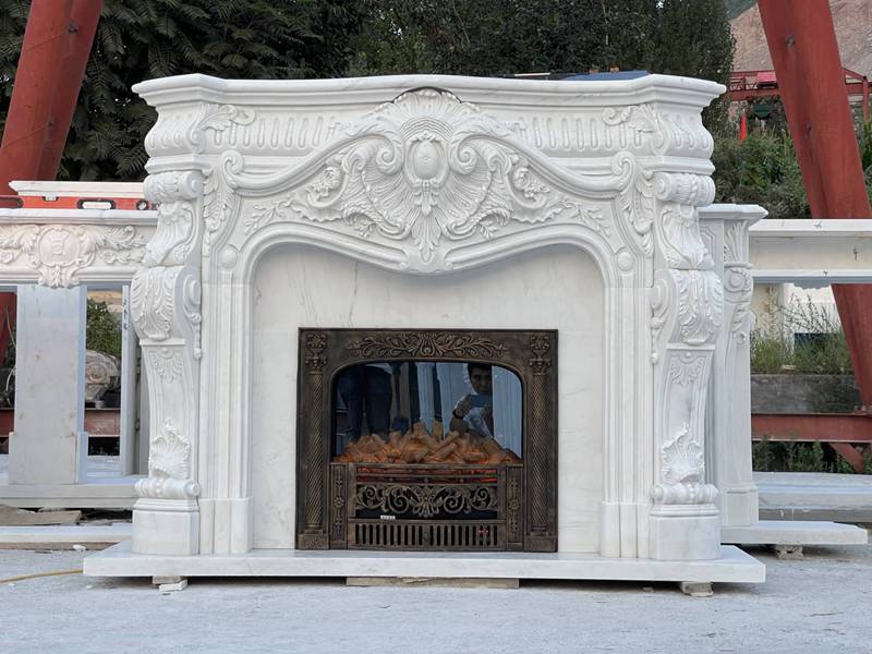 hand carved marble fireplace (3)