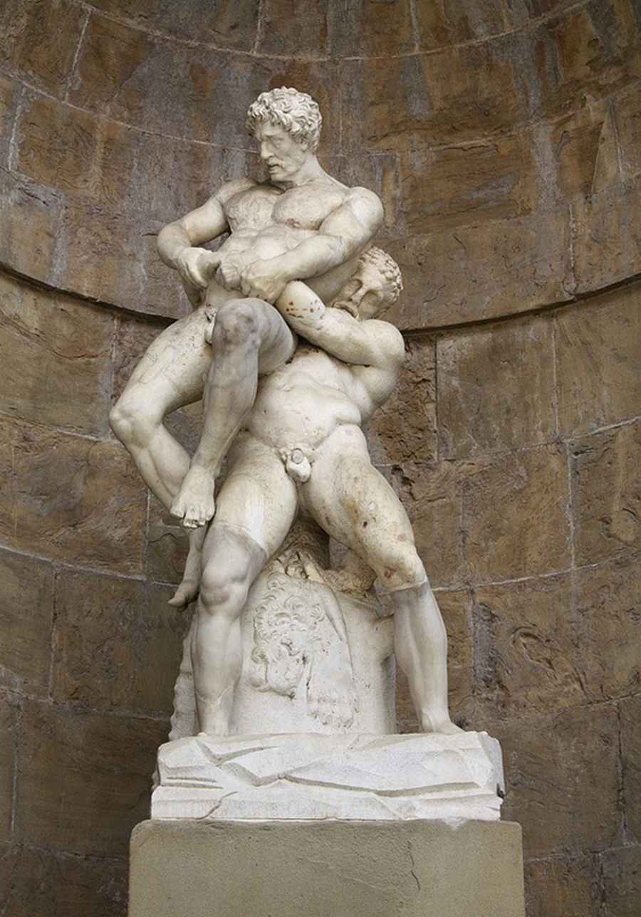 marble Hercules and Antaeus sculpture (4)