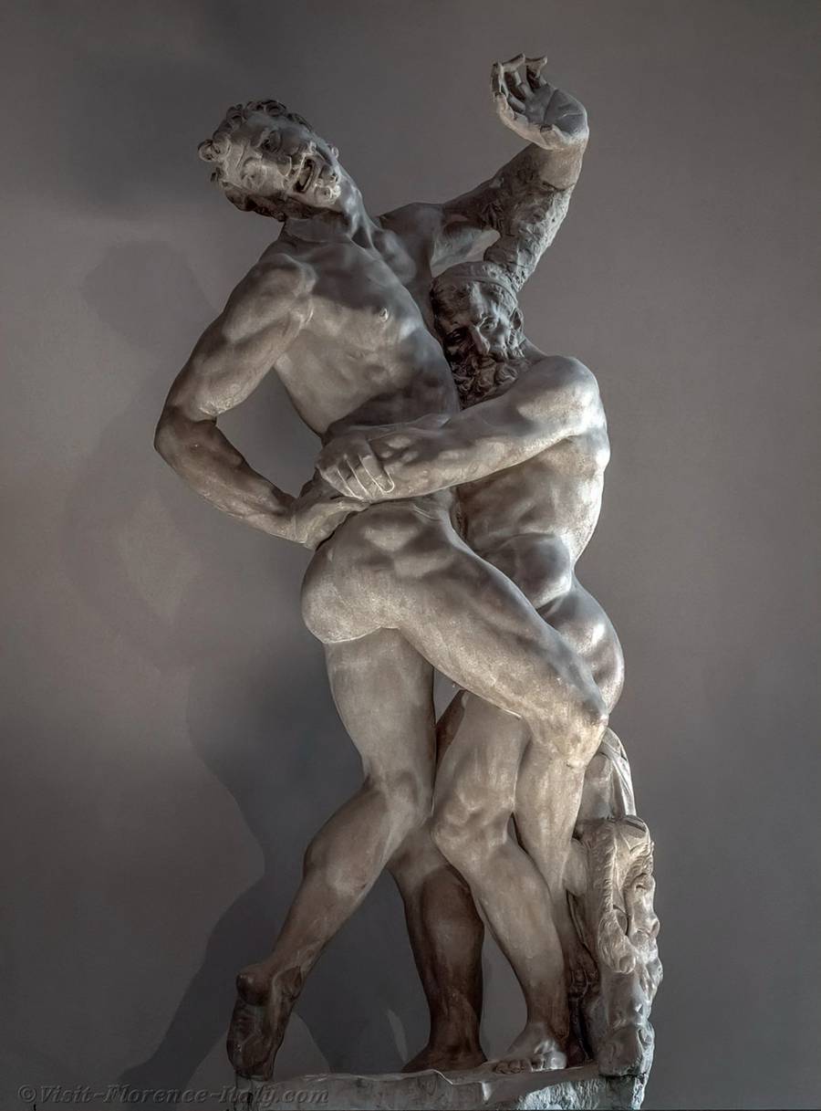marble Hercules and Antaeus sculpture (7)