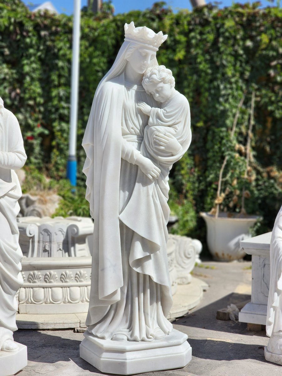 Marble Madonna and child statue for sale (2)