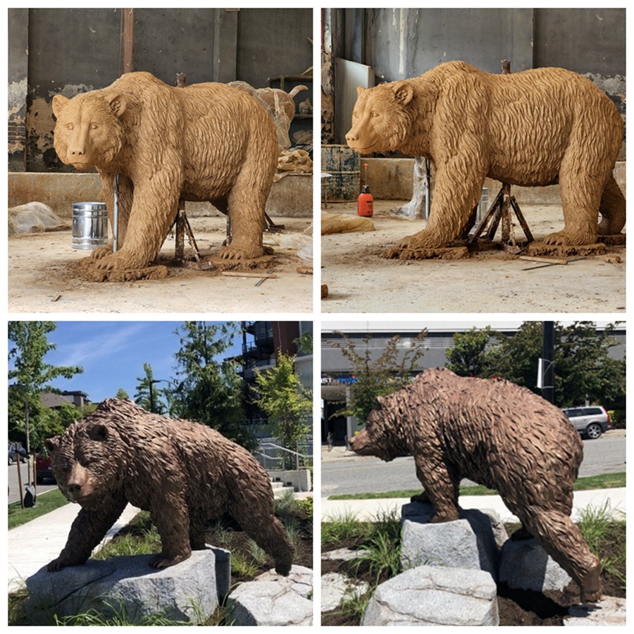 bronze bear clay model