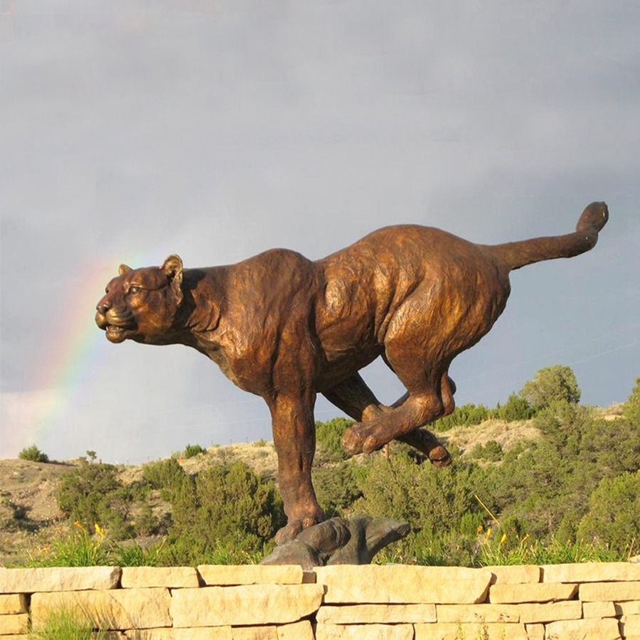 bronze cougar statue