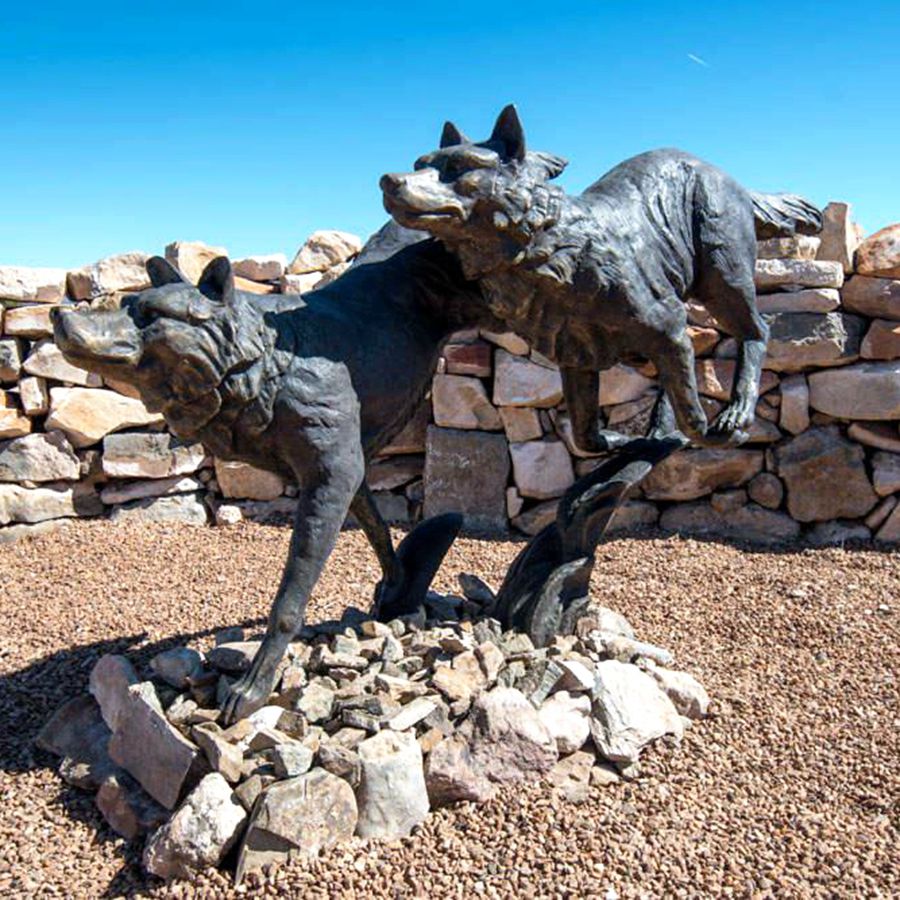 gray wolf statue