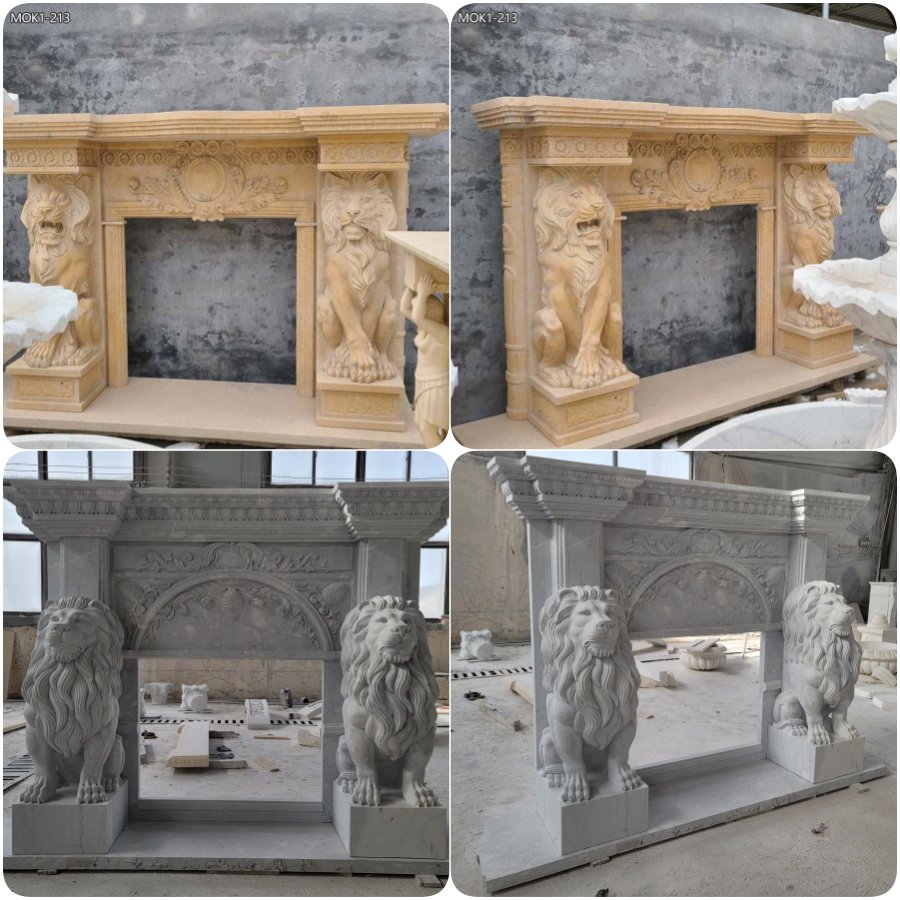 hand carved marble fireplace