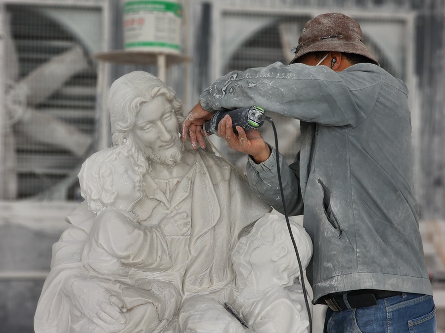 hand carved marble statue