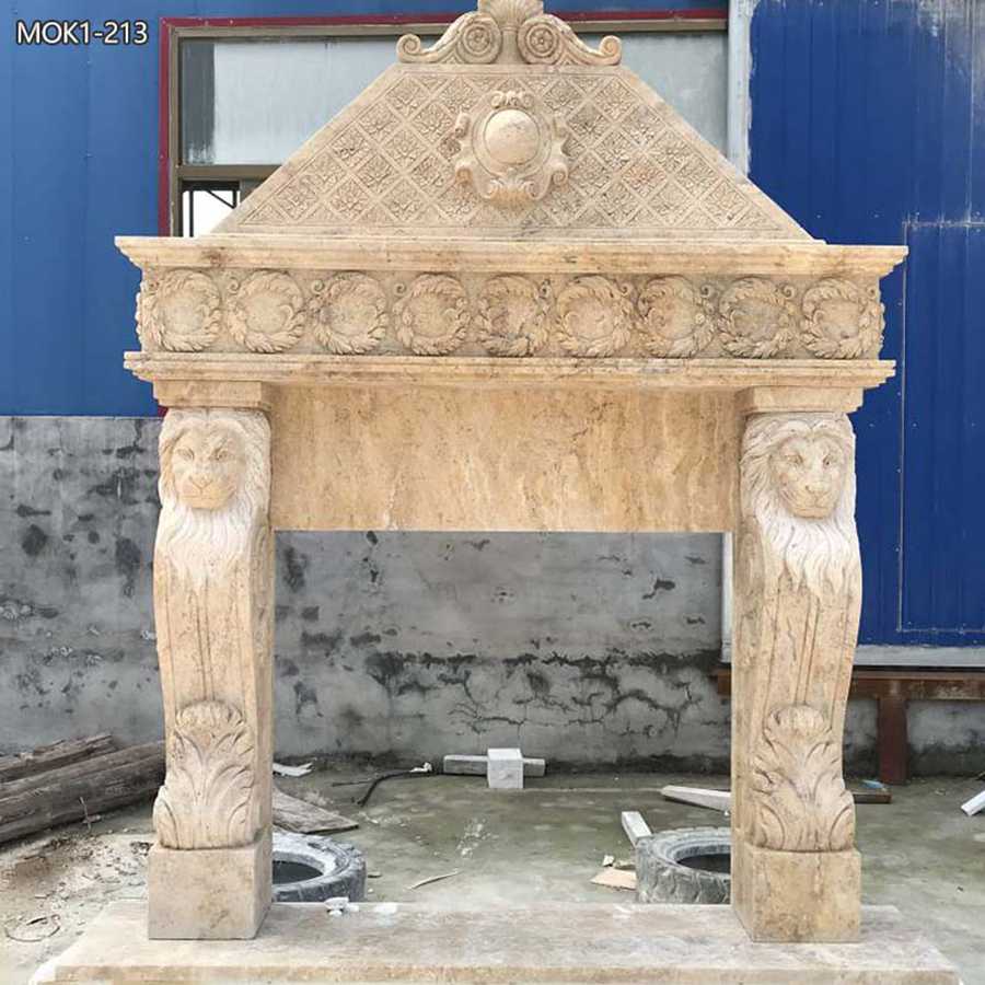 marble lion statue fireplace (1)