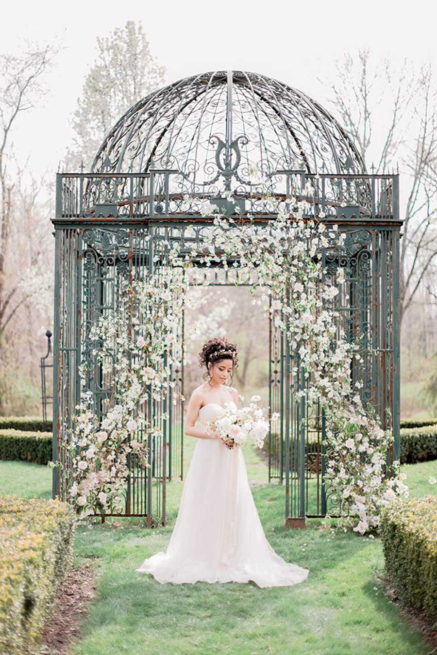 English Spring Garden Bridal Inspiration with Tea Under the Blos