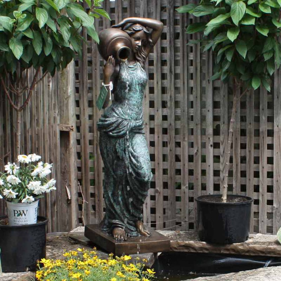 bronze famale statue water fountain (1