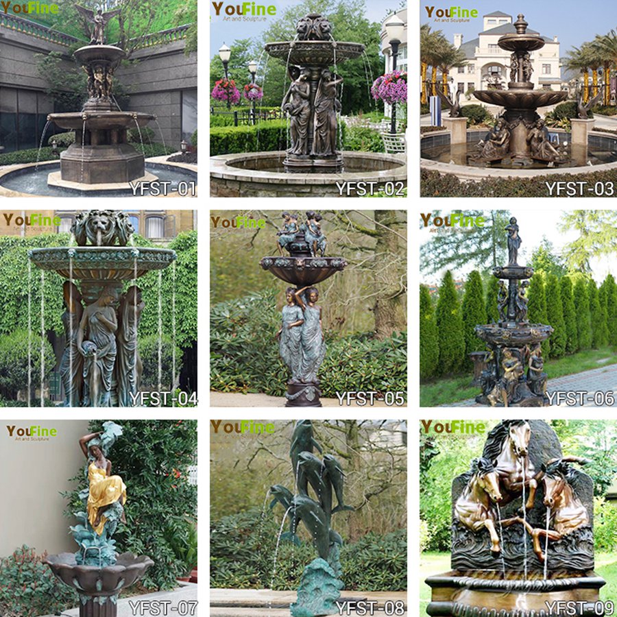 bronze famale statue water fountain (4)
