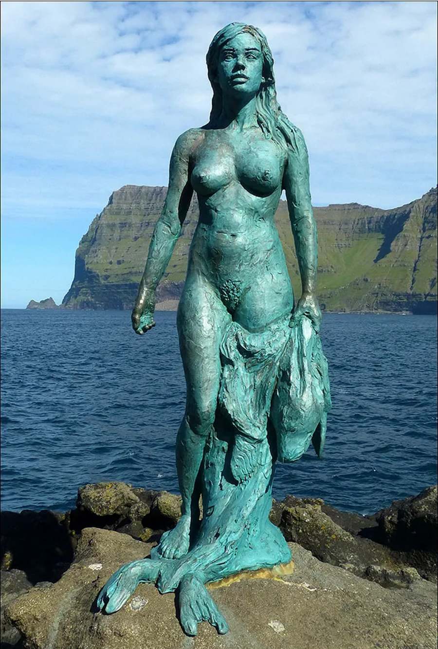 bronze mermaid statue