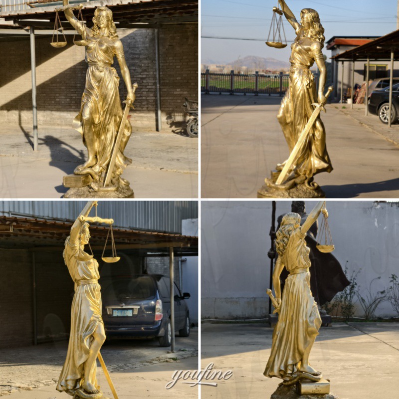 different angle of Bronze the Lady of Justice Statue