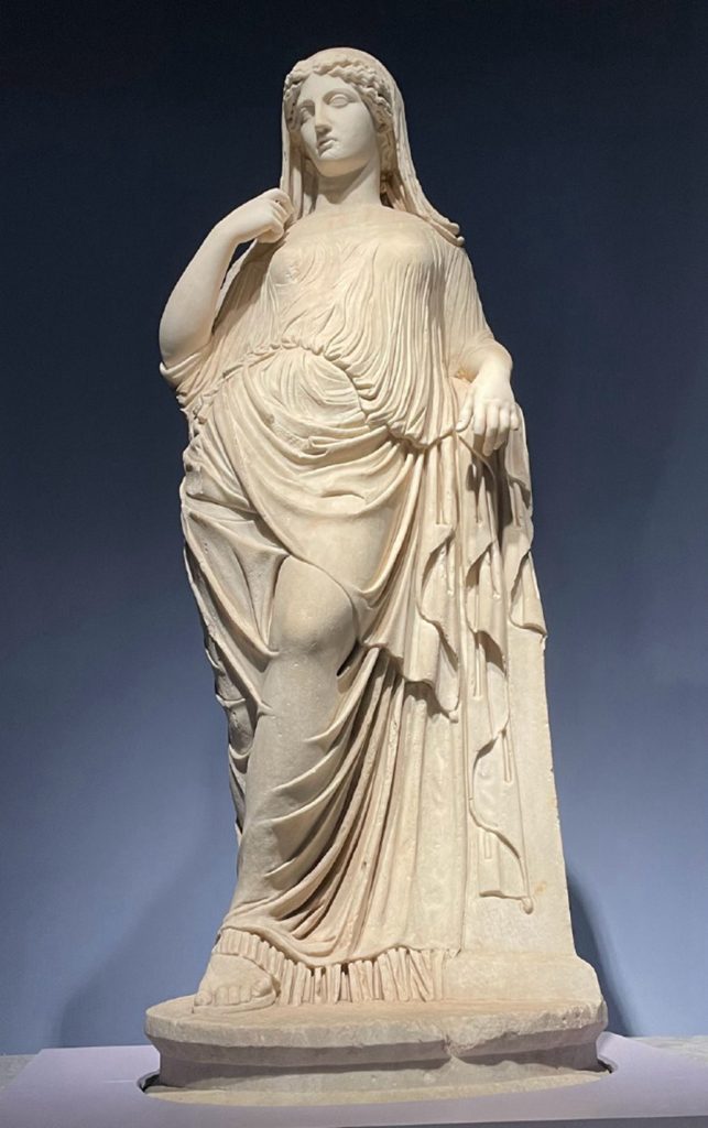 Marble Statue Of Aphrodite Leaning On Pillar 