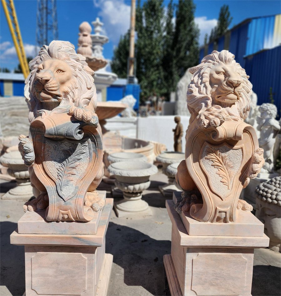 beige marble lion statue (1)